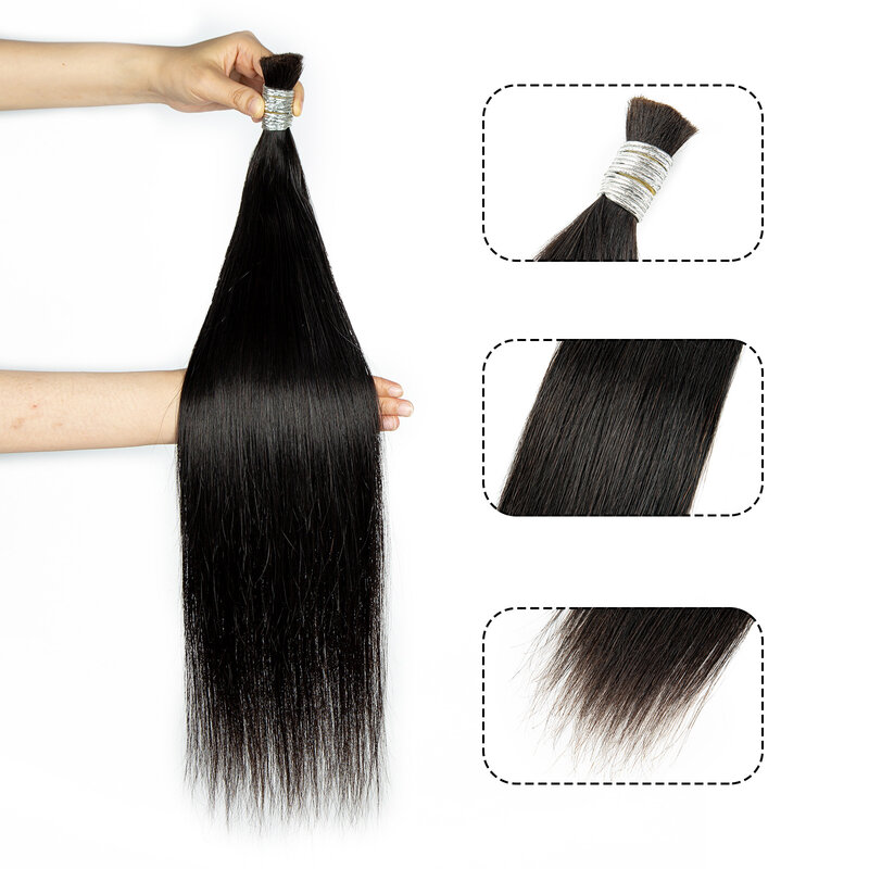 Прямые человеческие волосы оптом для плетения волос без уточка, натуральные бразильские волосы, шиньон, 20 26 28 дюймов, человеческие волосы оптом