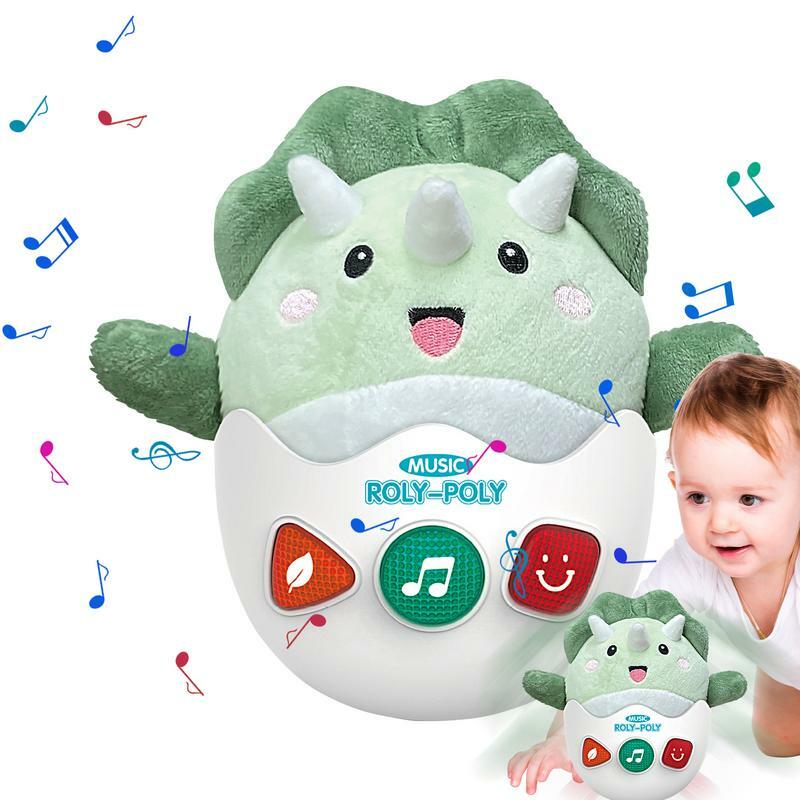 Peluche musicale giocattolo animale dinosauro musicale giocattolo per bambini farcito morbido succhietto per dormire con luce e musica confortevole