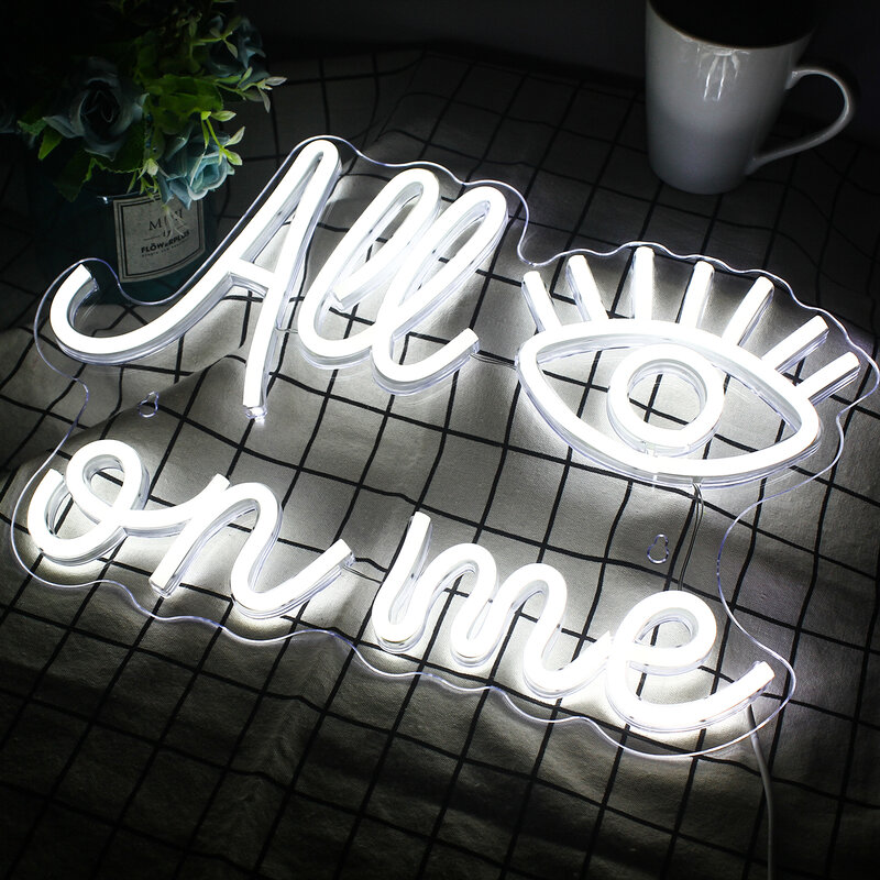 All Eyes On Me Neon Sign LED Lights, USB Face Letter Wall Lamp, Décoration de fête, Chambre à coucher, Mariage, Home Bars, Night Game Club