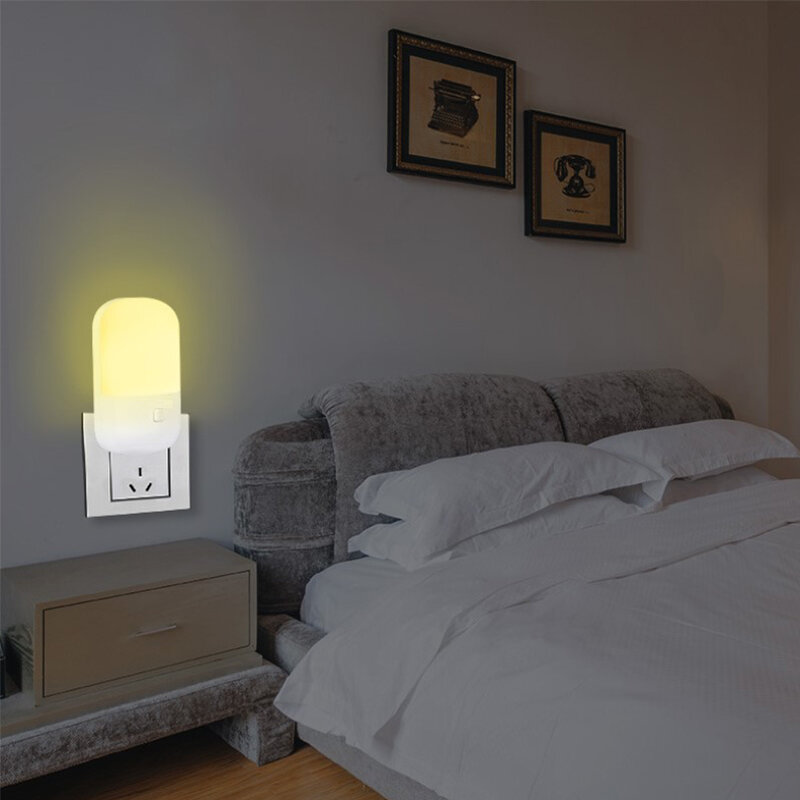 3PCS LED Night Light EU/US Plug-in Switch Lamp Nightlight Energy Saving Bedside Lamp For Children Bedroom Hallway Stairs Decor