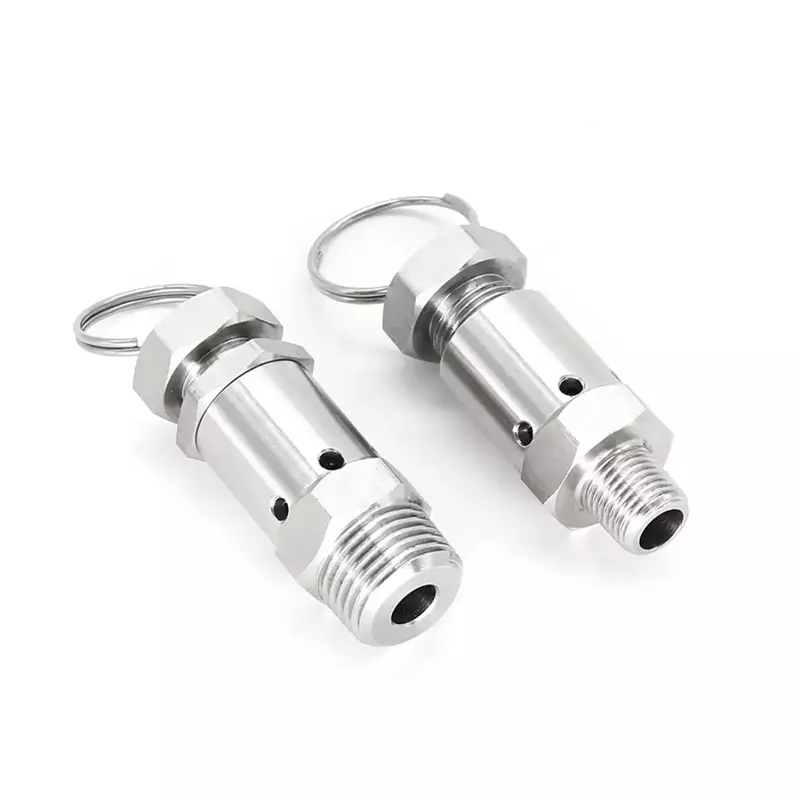 1/4" 3/8" 1/2" NPT Male 0-4  0-8 8-10 Bar Adustable 304 Stainless Sanitary Spring Pressure Relief Safety Valve Air Compressor