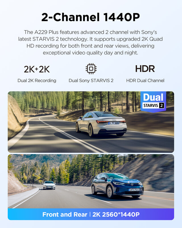 Автомобильный видеорегистратор VIOFO A229 PLUS, 2K HDR, видеорегистратор, 5 ГГц, Wi-Fi, GPS, голосовое управление, камера с сенсором SONY STARVIS 2, ночное видение
