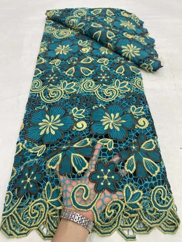 Новейшая африканская гипюровая кружевная ткань, шнур 2024, высококачественные кружевные ткани, нигерийская Водорастворимая кружевная ткань для шитья платья