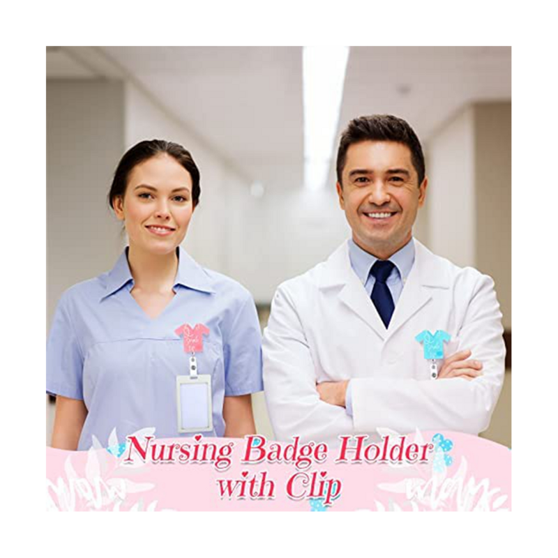 16 Pieces Nurse Retractable Badge Reel Holder Nurse Badge Reel ID Name Badge Holder Nurse Teacher Student, Set 2