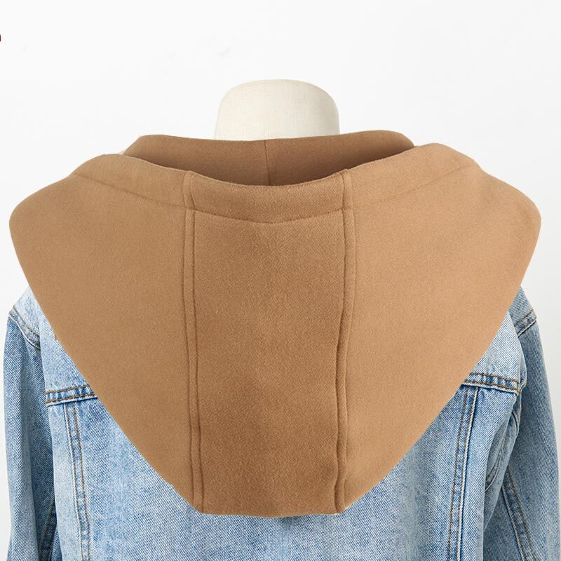 Fake Hooded Collars Hat For Sweater Pullover Jacket Decor Outwear Winter Thick Hat Detachable Hooded Fake Collar Cap Drawstring
