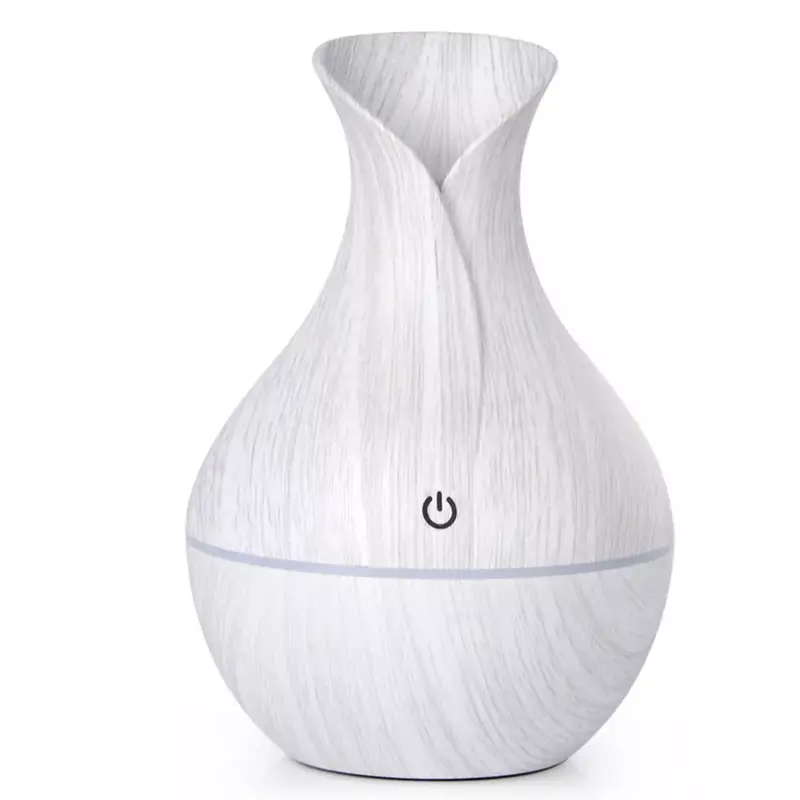 Pelembap udara vas motif kayu, kreatif senyap aromaterapi kantor rumah USB warna-warni lampu