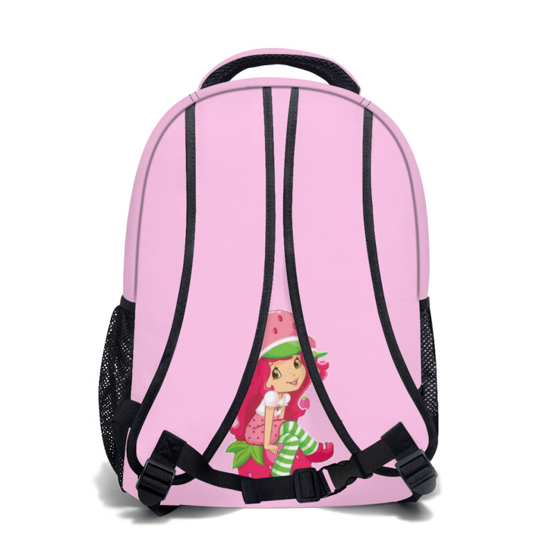 Mochila escolar de gran capacidad para niñas, mochila de estudiante de dibujos animados, fresa, pastel corto