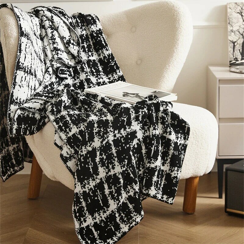 Couverture tricotée en mélange de laine de style européen minimaliste, couverture douce pour canapé, sieste à la maison