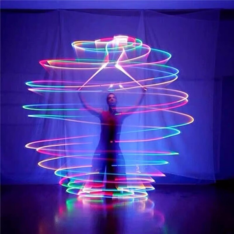 Bola POI LED luminosa para danza del vientre, 2 piezas, bola para lanzar, sacudir, accesorios de ejercicio de Yoga, accesorios de rendimiento de escenario