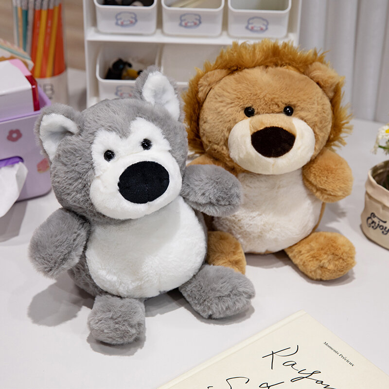 Adoráveis brinquedos de pelúcia Husky Panda, adoráveis animais florestais, boneca leão, pelúcia macia, presente de aniversário, amigo, 35-55cm