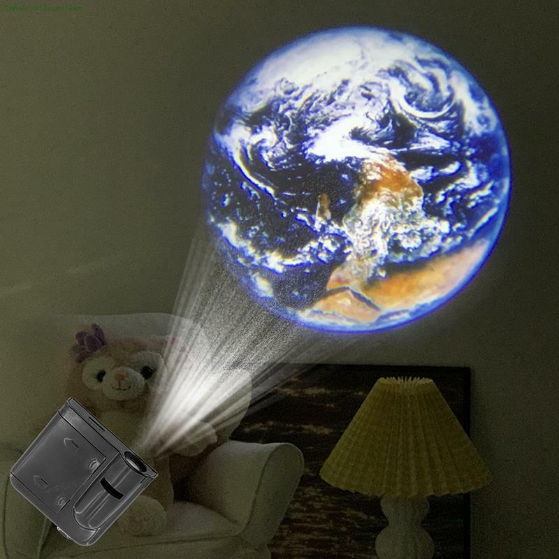 1x Planet Projection Lamp with 16 Light Sheets Moon Sun Earth Light Projector Atmosphere Background Lamp Photo Props Party Decor