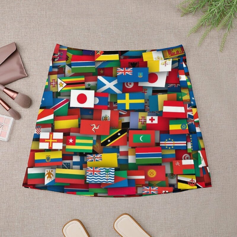 Мини-юбка с флагами всех стран мира, короткая юбка для женщин, женская одежда, Трендовое летнее платье, Милая юбка, 2023