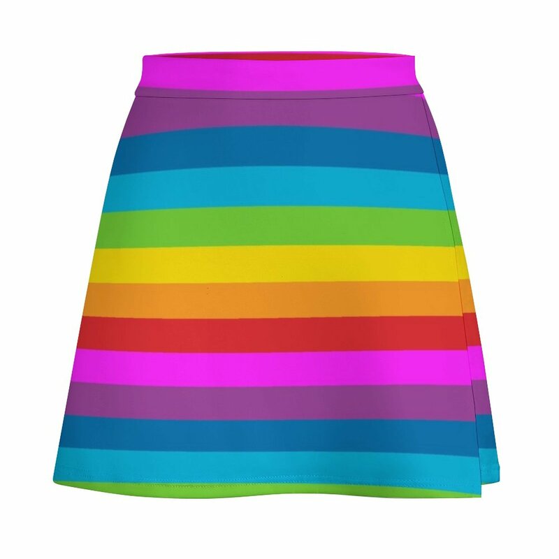 Mini jupe à rayures arc-en-ciel pour femmes, vêtements d'été, 2023
