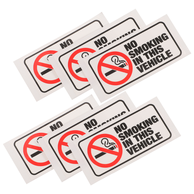 6 Pcs No Smoking Sticker Emblems Stickers This Vehicle Label Warning Decals Copper Plate