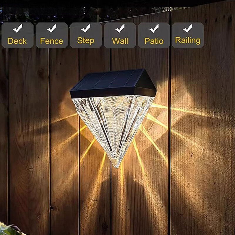 Confezione da 2 lampade solari Path Deck Wall Garden luci a LED luce per scale illuminazione esterna impermeabile lampada solare per recinzione da giardino