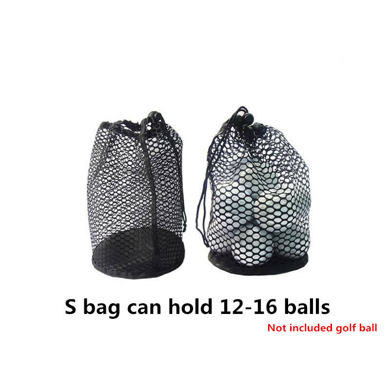 Bolsa de red de malla deportiva, bolsa de nailon negro para golf, tenis, pelota 16/32/56, bolsa de almacenamiento con cordón, 1 unidad