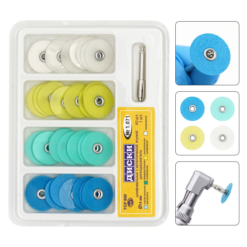 Discos de polimento dental para ferramentas odontológicas, segurando Rod Mandrel, Soflex Flexi Disc, RA Shank, Dentes Whitening Material, 40pcs por caixa