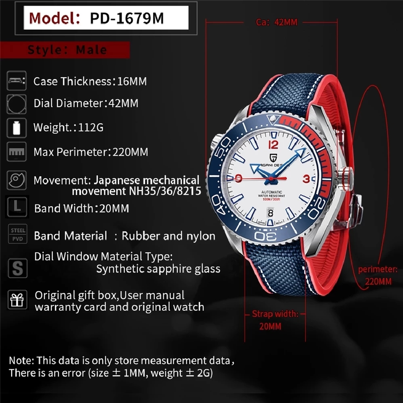 ページニデザインv2クラシックラグジュアリースポーツメンズメカニカル腕時計サファイアガラス自動時計ステンレススチール100m防水