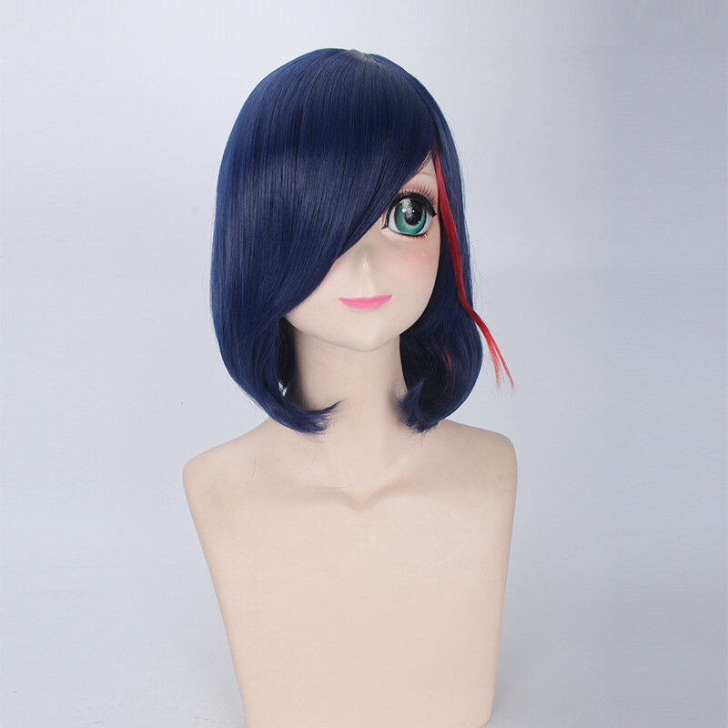 35CM parrucca blu scuro Anime Cosplay donna parrucche Costume da festa sintetico Peluca