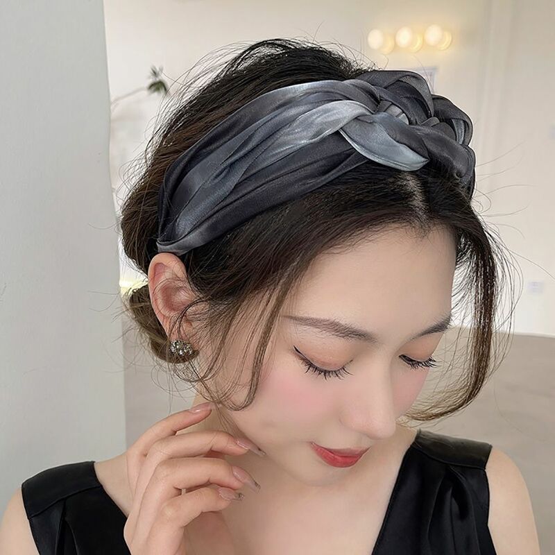 Breite Kante Mesh Kopf bedeckung Make-up Mädchen Kopfschmuck Frauen Stirnband Haarschmuck koreanischen Stil Stirnband Twisted Braid Hair Hoop