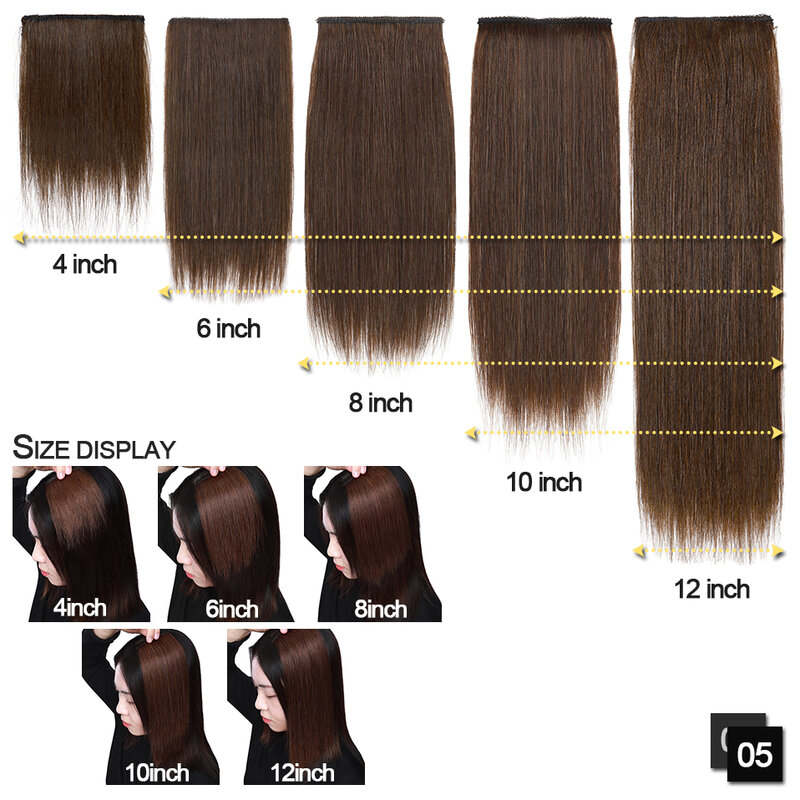 100% ludzkie włosy niewidoczne proste wkładki do włosów klip w jednym kawałku 2 klipsy zwiększ objętość włosów przedłużanie włosów Top pokrywa boczna