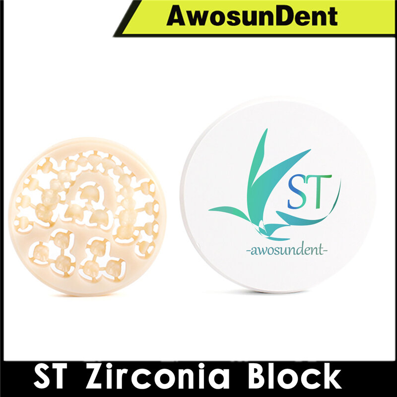 Disco de cerámica en blanco de circonio ST A2 A3, 98mm, supertranslúcido, presombreado, bloques de Zirconia, disco de fresado CADCAM