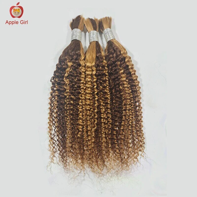 Applegirl-extensiones de cabello humano brasileño Remy, extensiones de cabello rizado sin trama, trenzas de ganchillo, a granel