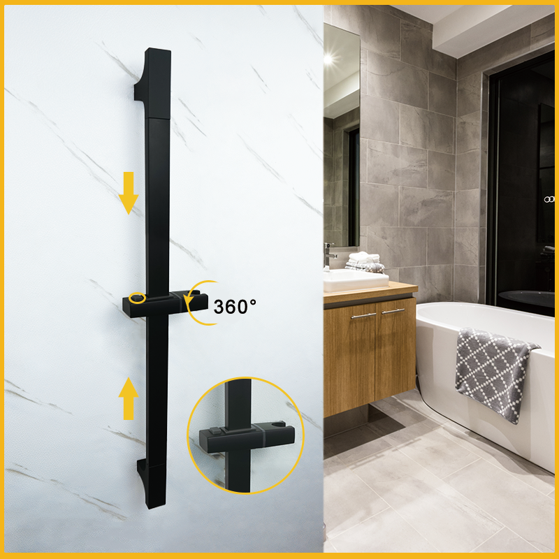 Preto quadrado chuveiro de mão suporte abs aço inoxidável suporte do banheiro chuveiro de mão suporte 1.5m tubo de chuveiro