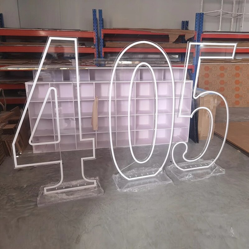 Hot Sales Transparet Acryl Neonlicht Nummer mit LED für Hochzeit Event Decora trion