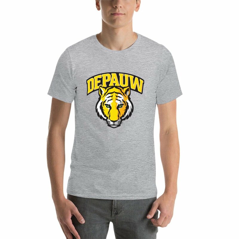 Universidade Depauw tigres Tshirts masculino, além de camisetas do tamanho, camisas engraçadas Altas