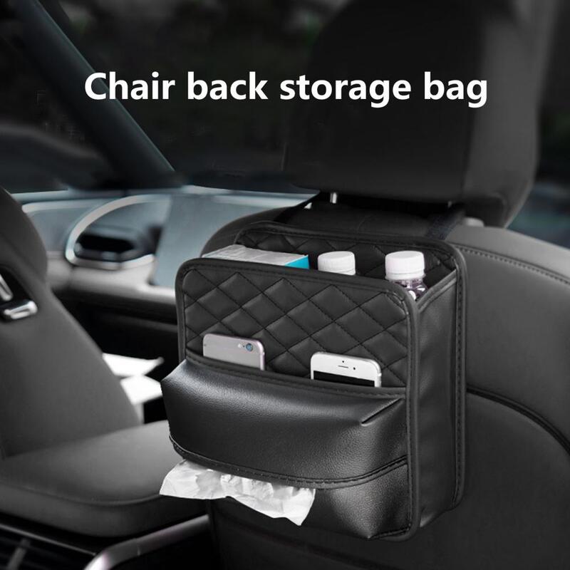 Capacity Car Storage Bag Waterproof Car Seat Organizer Car Seat Back Storage Bag with Quick Release Buckle Faux Leather for Car
