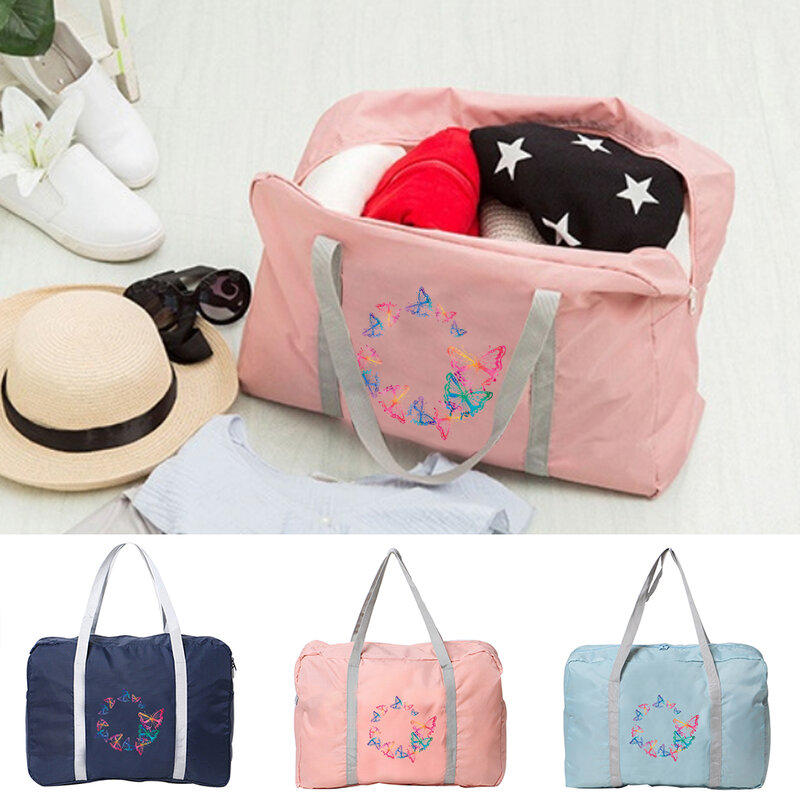 Fashion Unisex Outdoor Camping Organizer Luggage Bag for Girl Travel Toiletries Accessories Bags Butterfly Print Zipper Handbag