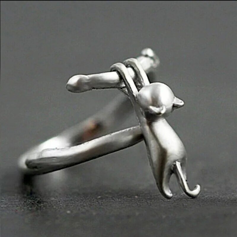 925 Sterling Silver Cat Branch ​​Adjustable Rings For Women Wedding High Quality Jewelry Accessories Jewellery Argent 925