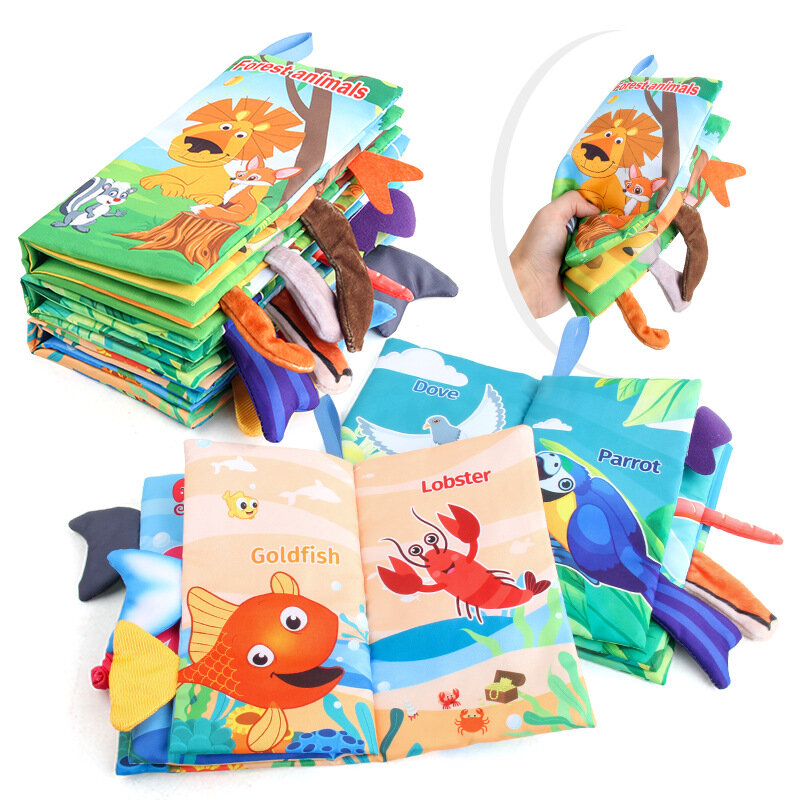 0-36m Baby frühes Lernen Spielzeug Schwanz Stoff Buch Puzzle Eltern-Kind interaktives Sound papier Säuglinge Aktivität Spielzeug für Babys