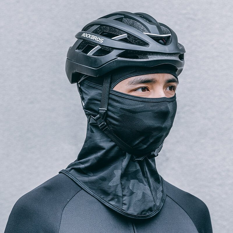 ROCKBROS หน้ากากขี่จักรยาน seluruh wajah masker bersepeda กันรังสียูวีหมวกหมวกไหมพรมสำหรับฤดูร้อนผ้าพันคอจักรยานเสือหมอบอุปกรณ์กลางแจ้งระบายอากาศได้ดี