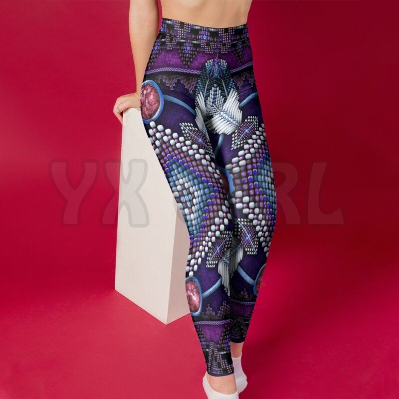 YX GIRL Women's For Girl Native Feather 3D Printed Leggings Sexy Elastic Female Skinny Leggings Gothic Yoga Leggings