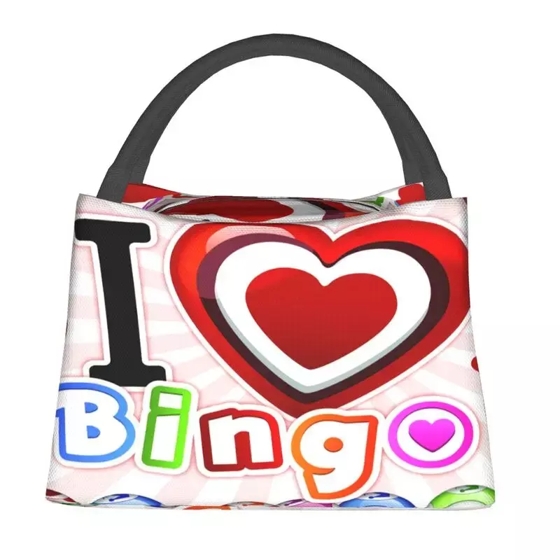 I Love Bingo Game Insulated Lunch Bags for School Office Waterproof Cooler Thermal Lunch Box Women lunchbag