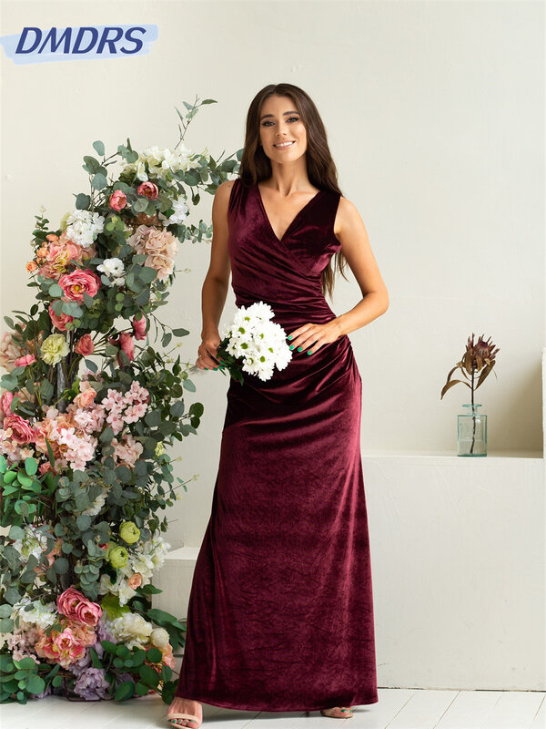 Sexy Deep V-Neck A-Line prom Dress 2024 Simple Sleeveless Evening Dresses Classic Floor-Length Gown Vestidos De Novia