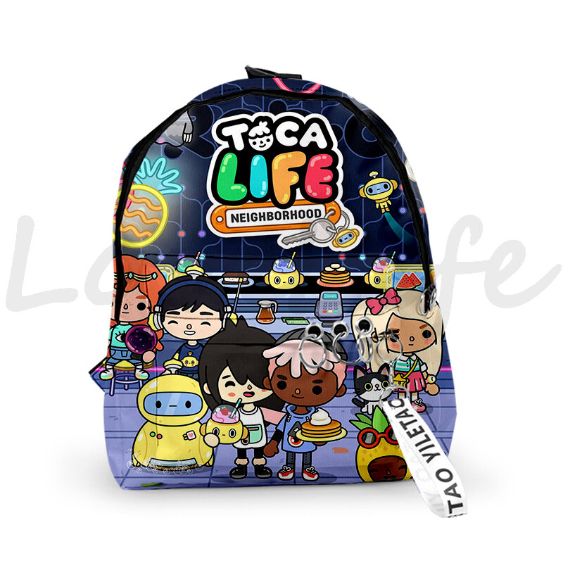 Fashion Toca Life World Game zaino Oxford Zip Bookbag 3D Anime Toca Boca zaini Softback studente zainetto da viaggio per ragazza