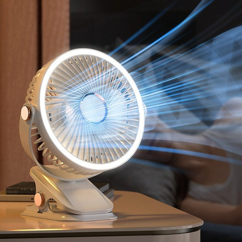 Clip-on Small Fan, Student Dormitory Bed, Night Light, Clip Fan, Office Desktop, USB Charging, Handheld Ceiling Fan