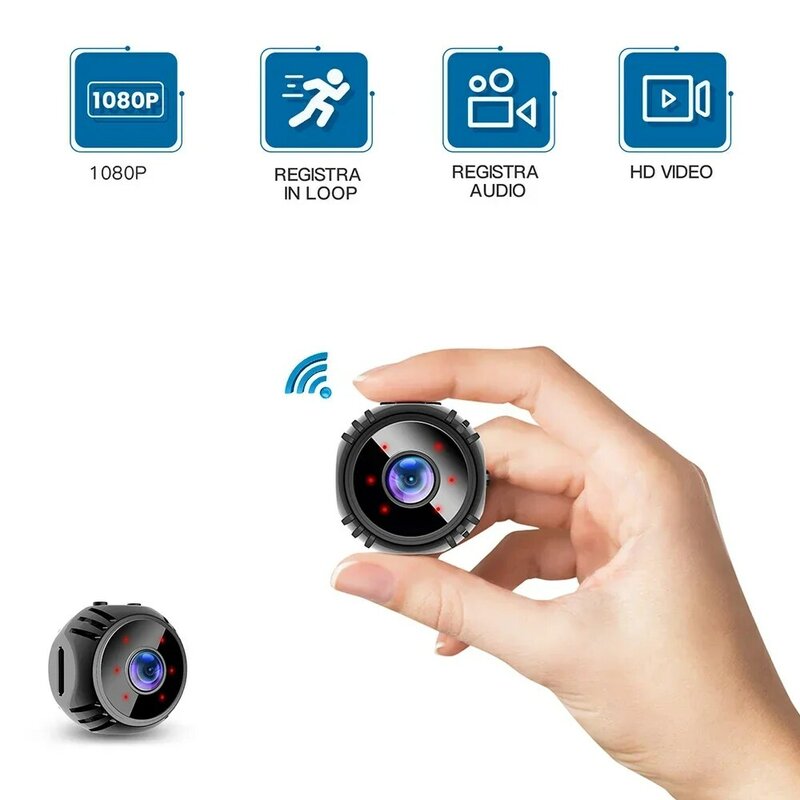 W8กล้องขนาดเล็ก Wi-Fi ความละเอียด1080P HD, กล้องกล้องวงจรปิดไร้สายเซ็นเซอร์บันทึกวิดีโอเว็บสมาร์ทโฮม