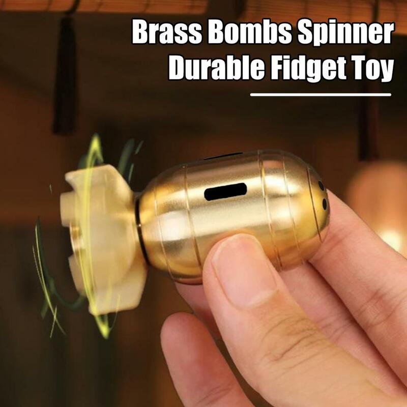Brass Bombs Spinner 360° Rotating Hand Spinner Stress Relief Mini Metal Bombs Spinning Top Fidget Toy Kids Adults Birthday Gift