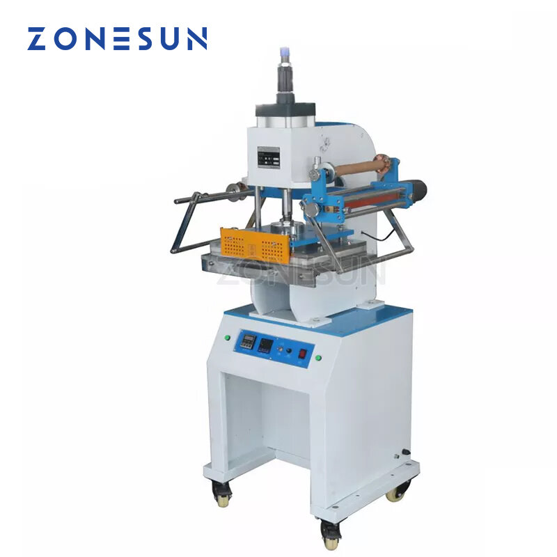 ZONESUN ZY-819M Pneumatic Stamping Machine leather LOGO Creasing machine LOGO stampler name card stamping machine