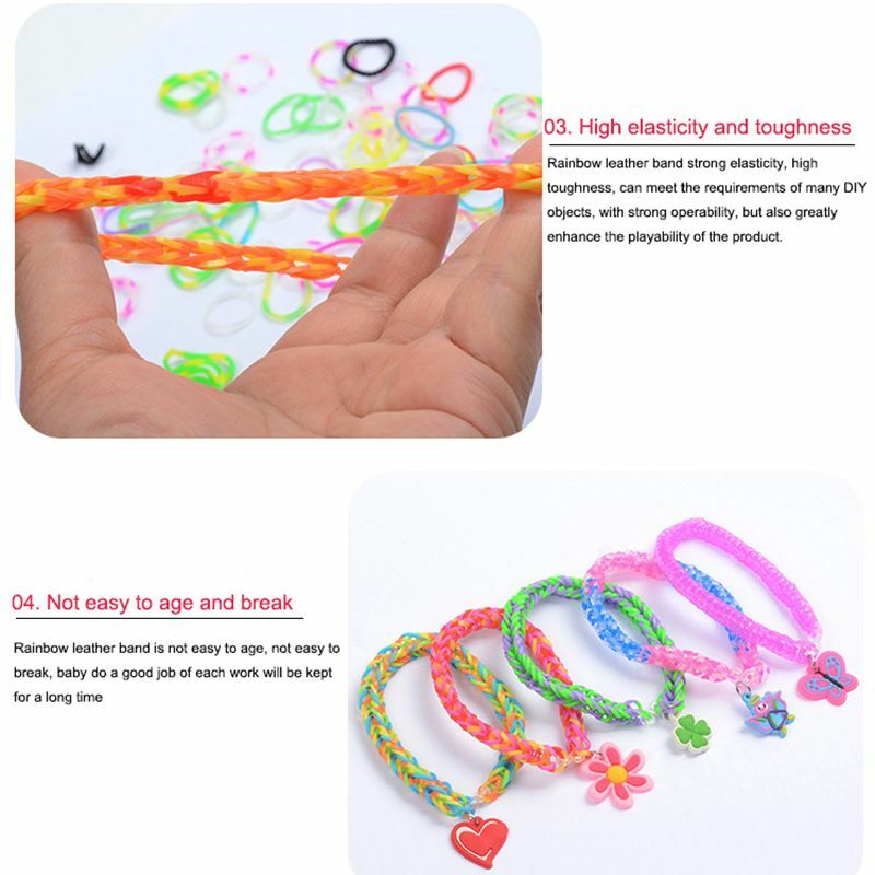 600-10000pcs Elastic Rainbow Bandas de Borracha Kits Colorido Weave Machine DIY Pulseira Artesanato Girl Gift Brinquedos para crianças
