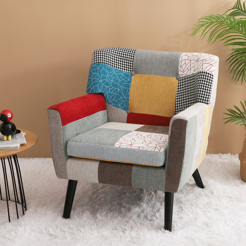 เก้าอี้คลับผ้าเดี่ยวสีสันสดใสสำหรับห้องนอนเก้าอี้มีสไตล์สำหรับห้องนั่งเล่น