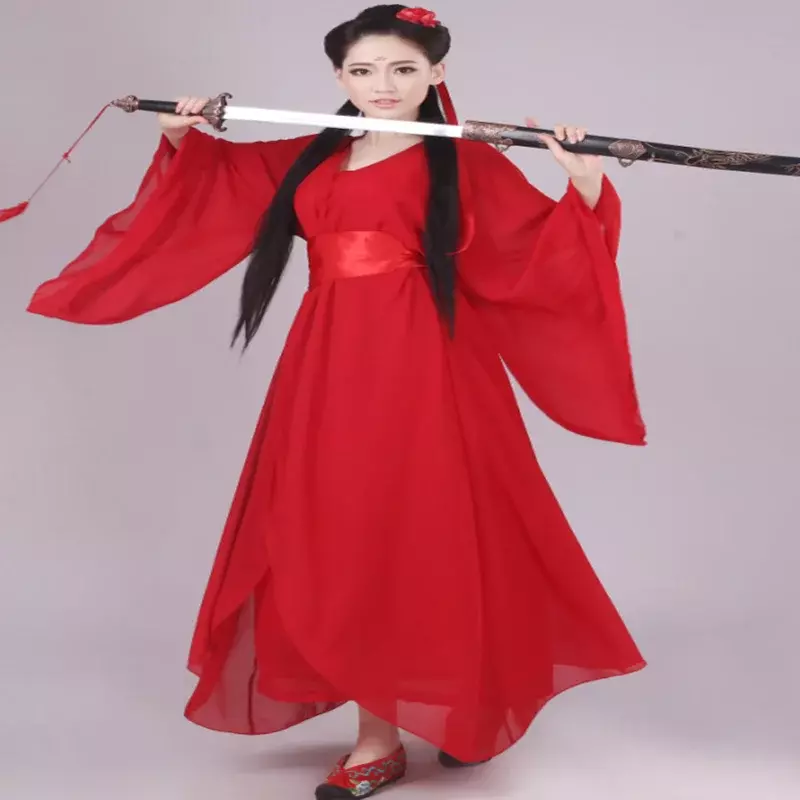 Kostum jubah sutra Cina Kimono wanita anak perempuan gaun antik etnik tradisional Tiongkok set cosplay Hanfu kostum dansa