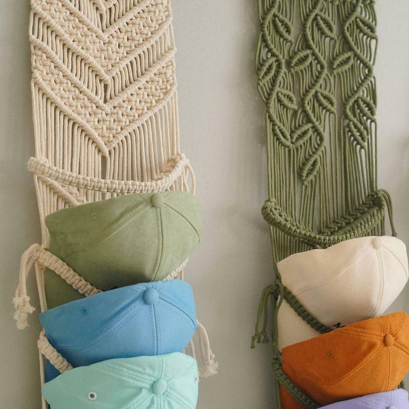 Bohemian-style Baseball Hat Display rack Macrame Hat Hanger Organizer Wall Storage supplies For Living Room, Bedroom, Children's