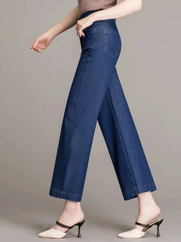 Ankle-length Wide Leg Straight Jeans High Waist Korea Baggy Casual Mom Vaqueros New Women Modern Summer Streetwear Denim Pants