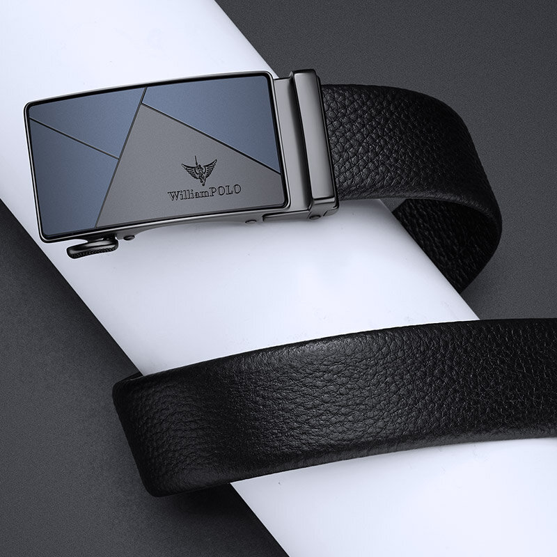 Cinturón de cuero con hebilla automática para hombre, cinturón informal de moda, de alta gama y personalizado