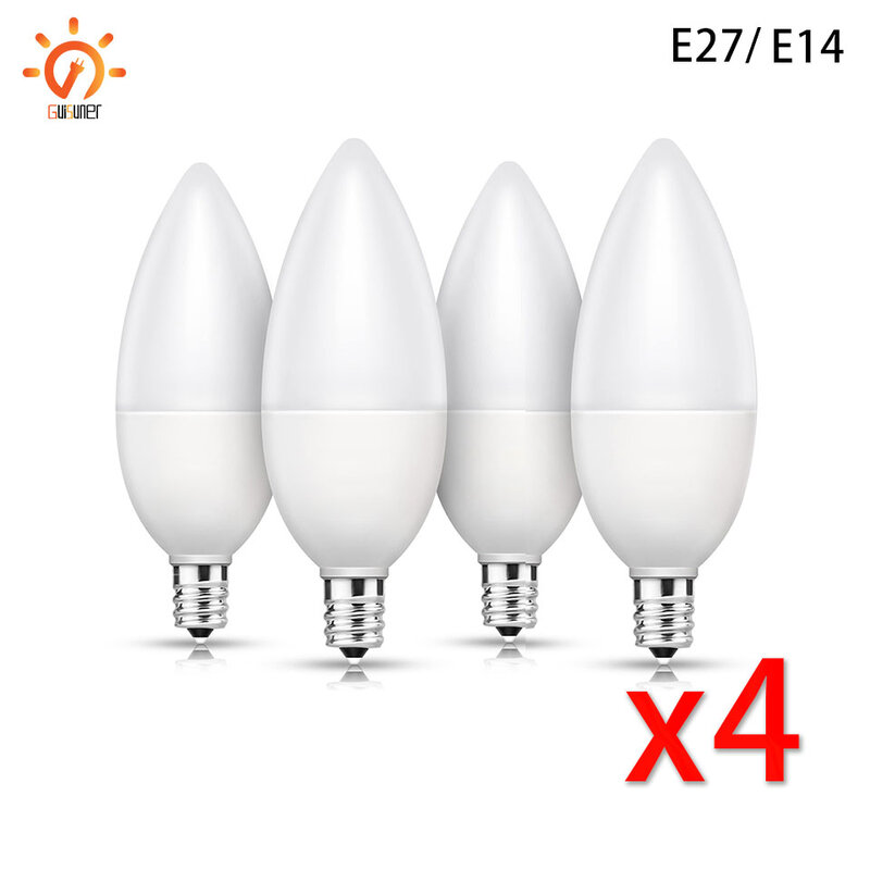 Ampoules de chandelier à LED E14, lampe de chambre à coucher, décoration, économie d'énergie, AC 220V, 3W, 6W, 7W, 9W, 4 pièces par lot